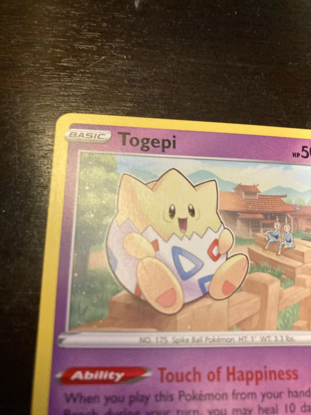 Pokemon Togepi Card - Purple Art with Yellow Frame